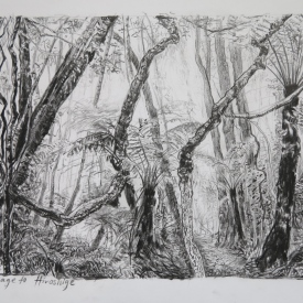 Homage to Hirosige Cathedral of Ferns 11  carbon pencil on cotton paper 29cm x 19cm  2013